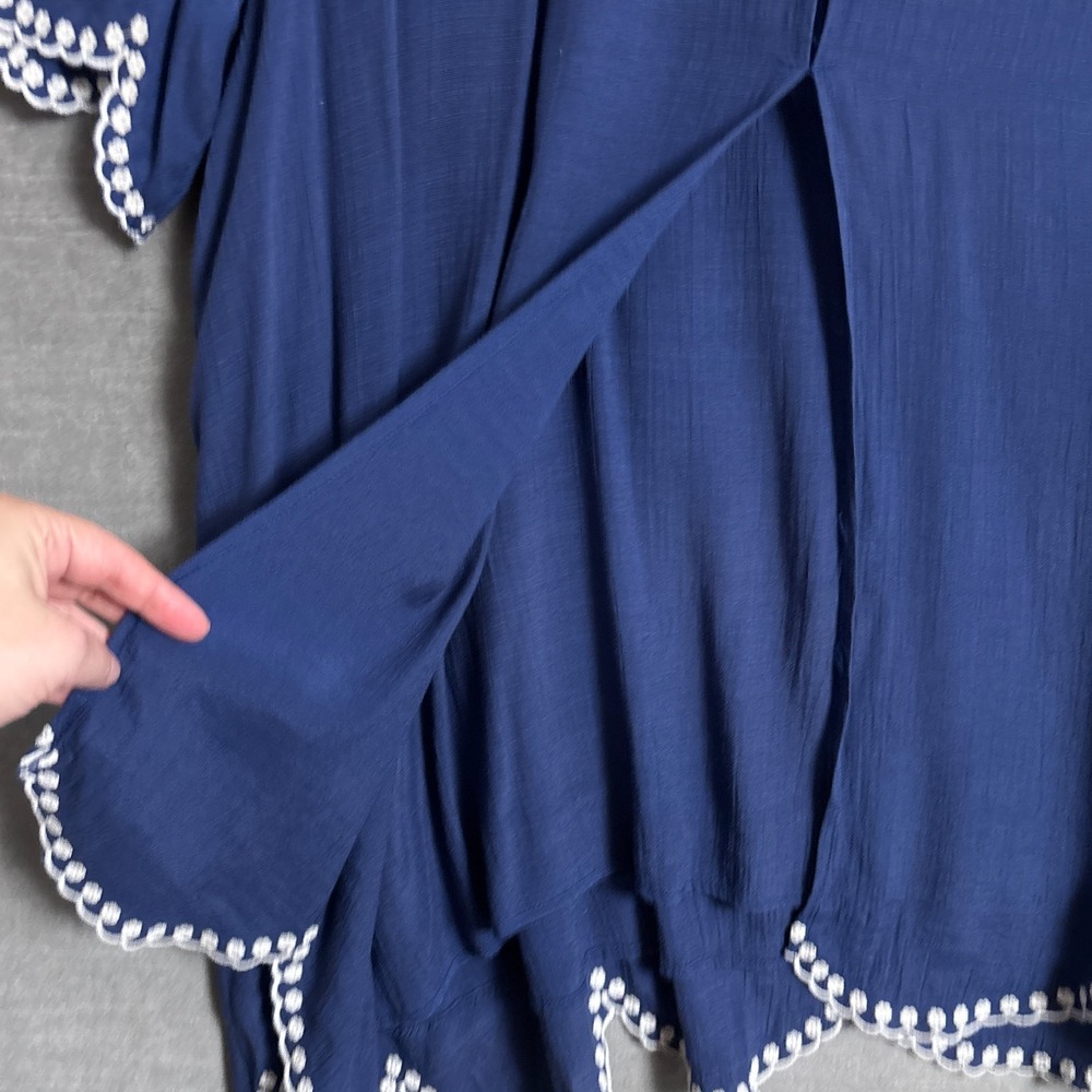 Coldwater Creek Top 2x Blue Embroidered Tunic Lig… - image 8